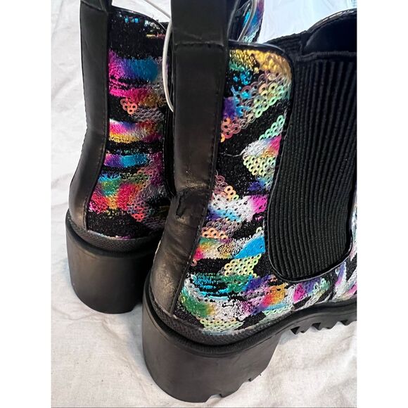 Betsey Johnson Rowann multi-sequin lug sole booties - Picture 6 of 9